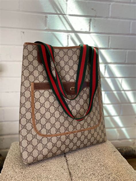 vintage gucci canvas tote bag|vintage gucci small shoulder bag.